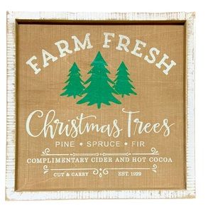 Farmhouse White Wood Sign Farm Fresh Xmas Trees